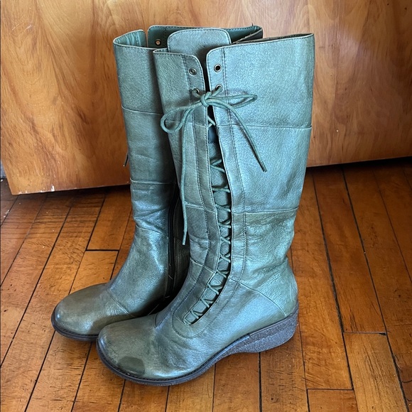 Miz Mooz Alex gladiator tall green leather boots - Picture 5 of 9